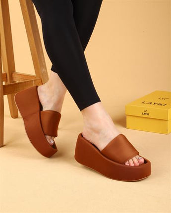 Maria Taba Renkli Yüksek Taban Lüx Terlik 8 CM