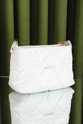 Cesato Beyaz Renkli Fermuarlı 3 Bölmeli Yumuşak Deri Kadın El Çantası