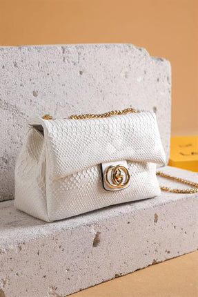 Pera Beyaz Renkli Desenli Bölmeli Askılı Çanta