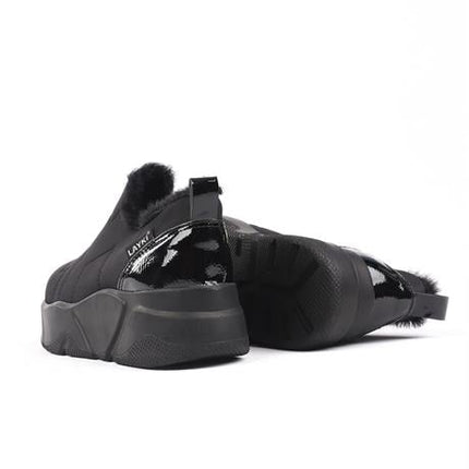 Lussi Siyah Renkli Paraşüt Kumaş Kışlık İçi Tüylü Kadın Spor Ayakkabı