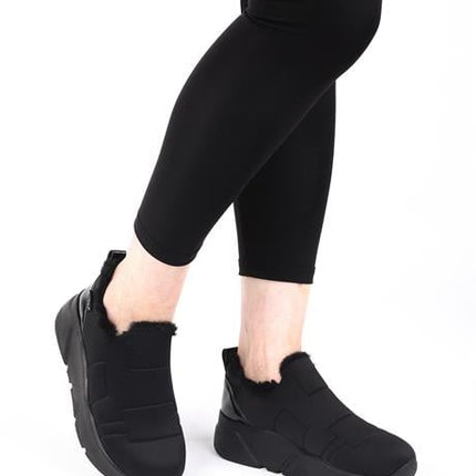 Lussi Siyah Renkli Paraşüt Kumaş Kışlık İçi Tüylü Kadın Spor Ayakkabı