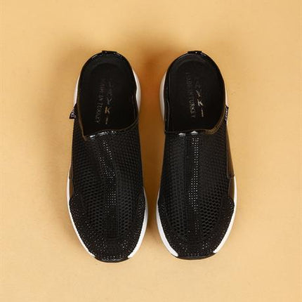 Seva Siyah Renkli Taşlı Lüks Terlik