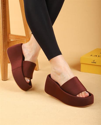 Maria Bordo Renkli Yüksek Taban Lüx Terlik 8 CM