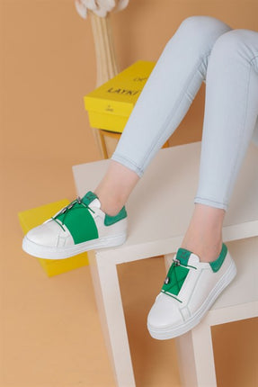 Alvaro Beyaz Yeşil Renkli Sneaker