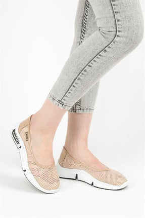 Milano Bej Renkli Lux Lazer Kesimli Kadın Yazlık Spor Ayakkabı