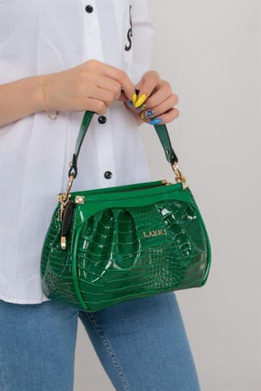Tesa Yeşil Renkli Deri Askılı 3 Bölmeli Kadın Çanta