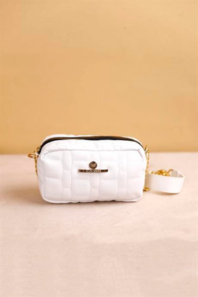 Serra Beyaz Renkli Zincirli Askılı Kadın Deri Çapraz Çanta