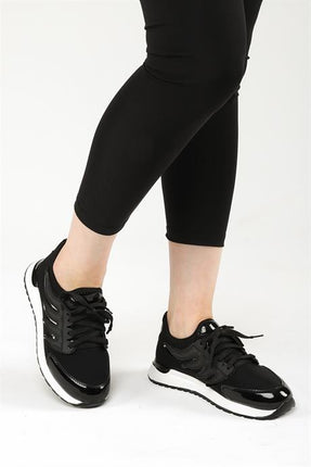 Attis Siyah Renkli Streç Deri Günlük Kullanım Rahat Yürüyüş Kadın Spor Ayakakbı