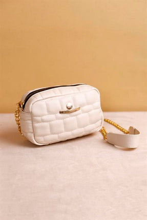 Serra Bej Renkli Zincirli Askılı Kadın Deri Çapraz Çanta