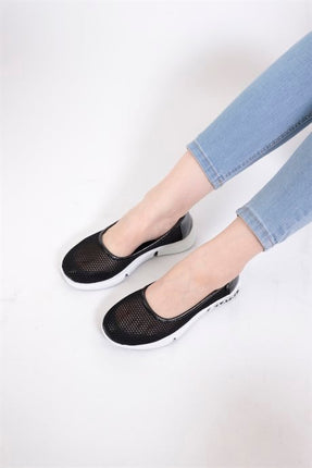 Milano Siyah Renkli Lux Lazer Kesimli Kadın Yazlık Spor Ayakkabı