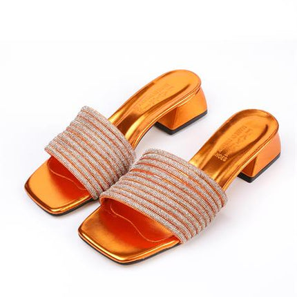 Elyse Turuncu Renkli Taşlı Kadın Terlik