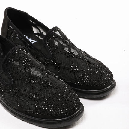 Francis Bej Renkli Taş Detaylı Kadın Günlük Klasik Ayakkabı