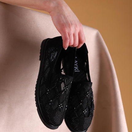 Francis Bej Renkli Taş Detaylı Kadın Günlük Klasik Ayakkabı