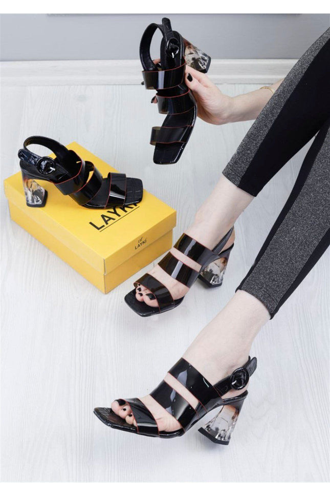 Polias Siyah Renkli Kadın Topuklu Ayakkabı