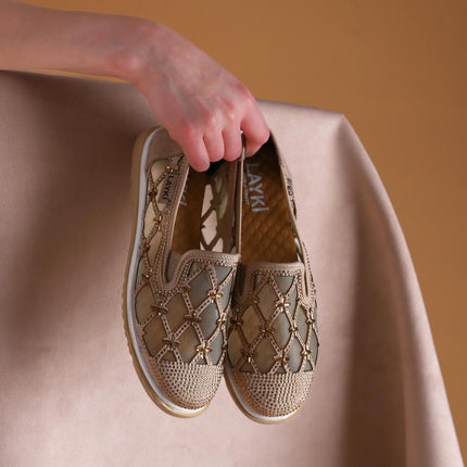 Francis Bej Renkli Taş Detaylı Kadın Günlük Klasik Ayakkabı