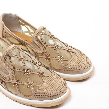 Francis Bej Renkli Taş Detaylı Kadın Günlük Klasik Ayakkabı