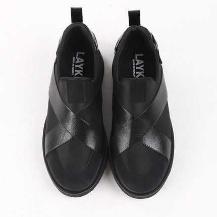 Nesica Siyah Renkli Lastikli Paraşüt Kumaş Yürüyüş Ayakkabısı