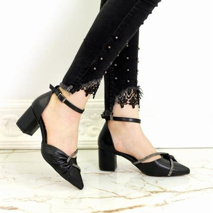 Nicola Kadın Taşlı Bantlı Topuklu Ayakkabı