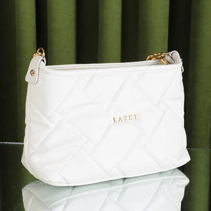 Cesato Beyaz Renkli Fermuarlı 3 Bölmeli Yumuşak Deri Kadın El Çantası