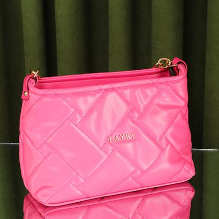 Cesato Fuşya Renkli Fermuarlı 3 Bölmeli Yumuşak Deri Kadın El Çantası