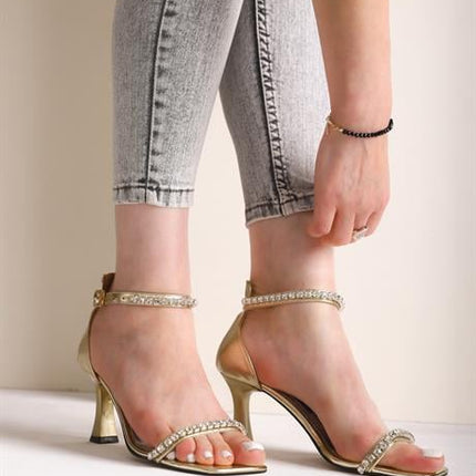 Sirea Altın Taş Detay Kadın Topuklu Ayakkabı