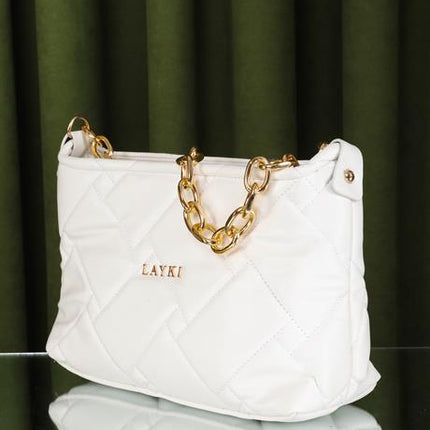 Cesato Beyaz Renkli Fermuarlı 3 Bölmeli Yumuşak Deri Kadın El Çantası