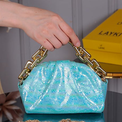 Hera Turkuaz Renkli Krok Askılı Çanta