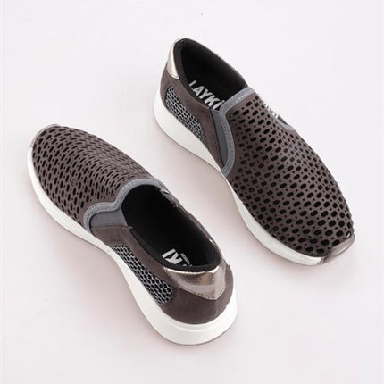 Holtby Gri Renkli Lazer İşlemeli Lux Kadın Spor Ayakkabı