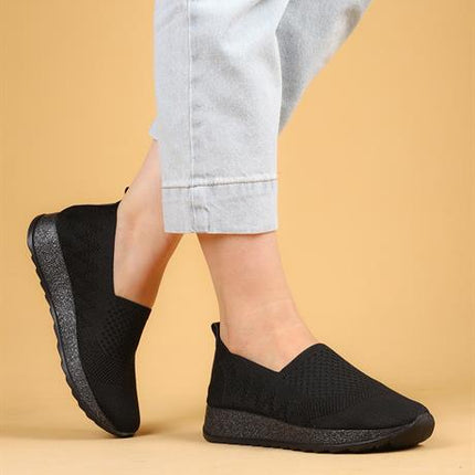 Fiora Siyah Renkli Triko Yazlık Sneaker  Ful Siyah