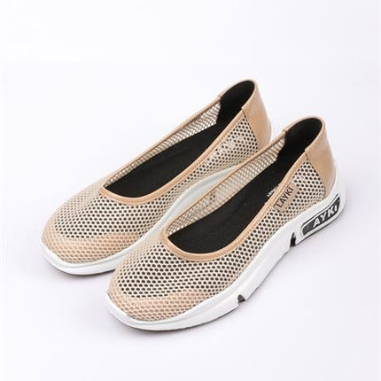 Milano Bej Renkli Lux Lazer Kesimli Kadın Yazlık Spor Ayakkabı