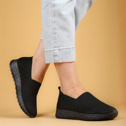 Fiora Siyah Renkli Triko Yazlık Sneaker  Ful Siyah