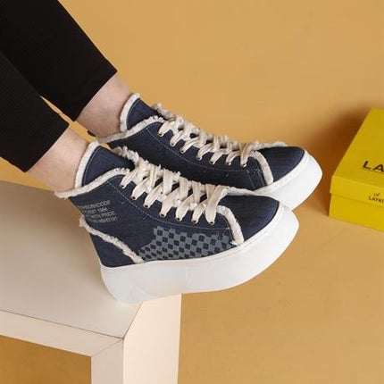 Lisa Keten Mavi Renkli Günlük Kadın Bot