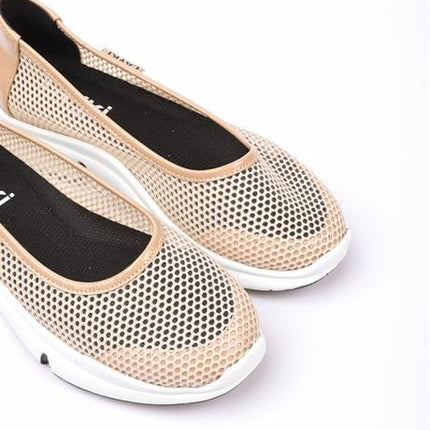 Milano Bej Renkli Lux Lazer Kesimli Kadın Yazlık Spor Ayakkabı