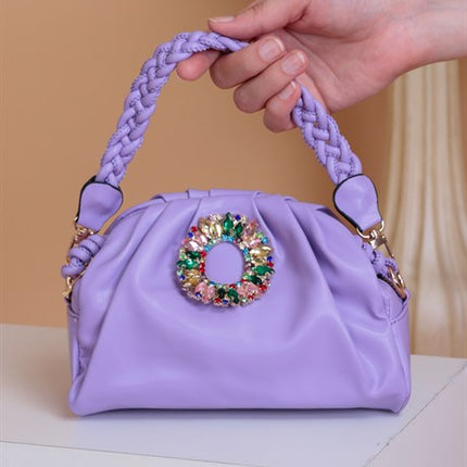 Lemis Mor Renkli Zirkon Taşlı Çanta