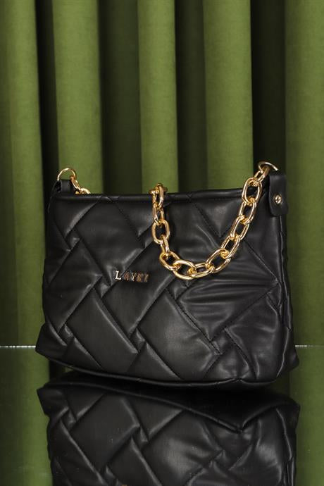 Cesato Siyah Renkli Fermuarlı 3 Bölmeli Yumuşak Deri Kadın El Çantası