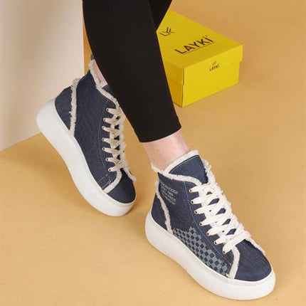 Lisa Keten Mavi Renkli Günlük Kadın Bot