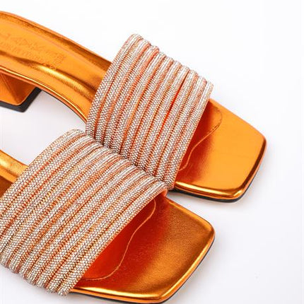 Elyse Turuncu Renkli Taşlı Kadın Terlik