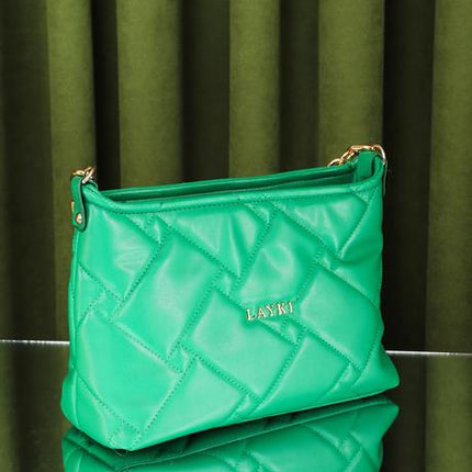 Cesato Yeşil Renkli Fermuarlı 3 Bölmeli Yumuşak Deri Kadın El Çantası