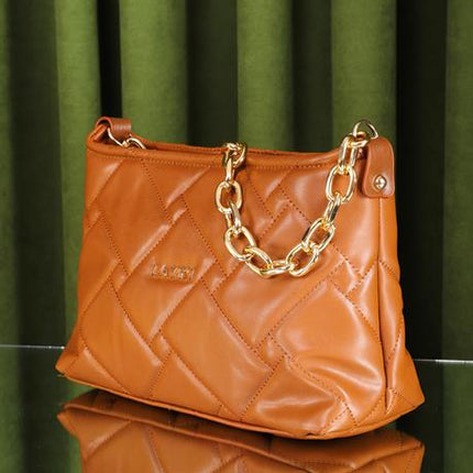 Cesato Taba Renkli Fermuarlı 3 Bölmeli Yumuşak Deri Kadın El Çantası