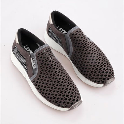 Holtby Gri Renkli Lazer İşlemeli Lux Kadın Spor Ayakkabı