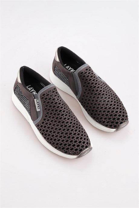 Holtby Gri Renkli Lazer İşlemeli Lux Kadın Spor Ayakkabı