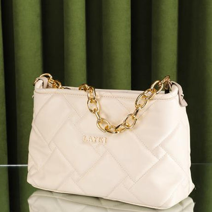 Cesato Bej Renkli Fermuarlı 3 Bölmeli Yumuşak Deri Kadın El Çantası