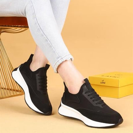 Dracia Siyah Renkli Lüx Süet Kadın Günlük Yürüyüş Ayakkabısı