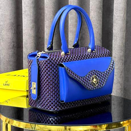 Croco Lacivert Renkli 5 Bölmeli Krok Deri Kadın Çanta