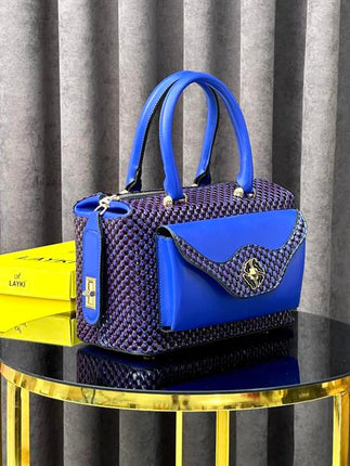 Croco Lacivert Renkli 5 Bölmeli Krok Deri Kadın Çanta