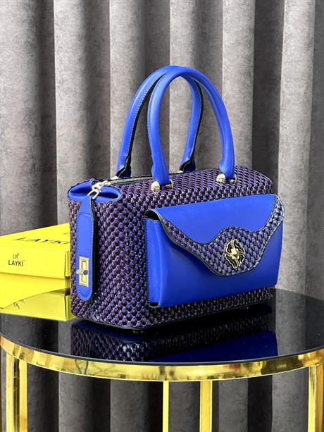 Croco Lacivert Renkli 5 Bölmeli Krok Deri Kadın Çanta