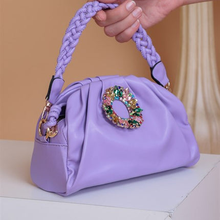 Lemis Mor Renkli Zirkon Taşlı Çanta
