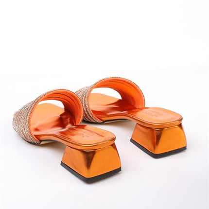 Elyse Turuncu Renkli Taşlı Kadın Terlik