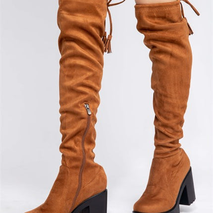 İnolyan Taba Renkli Süet Deri Uzun Çizme