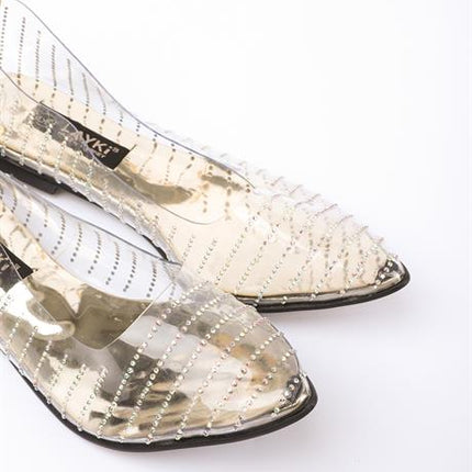 Kosta Altın Renkli Şeffaf Kadın Babet Ayakkabı